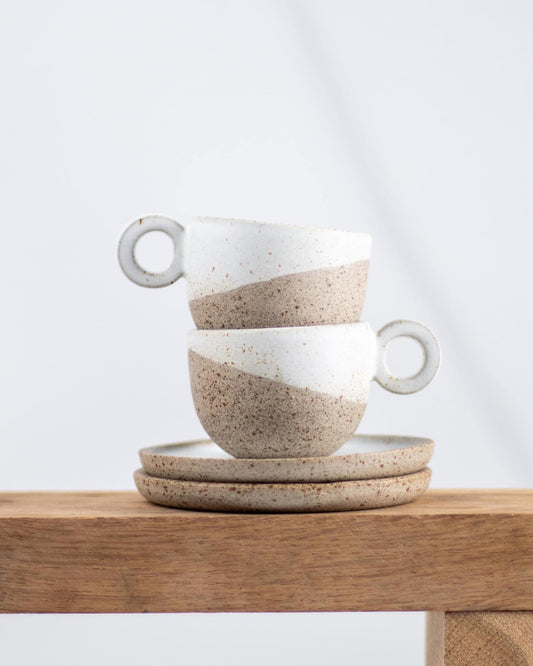 Loop Espresso Cups and Saucers – Set of Two - Lunora