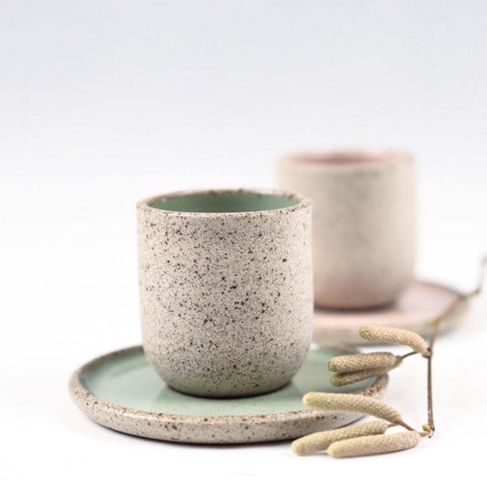 Soft Tone Espresso Cups and Saucers – Set of Two - Lunora