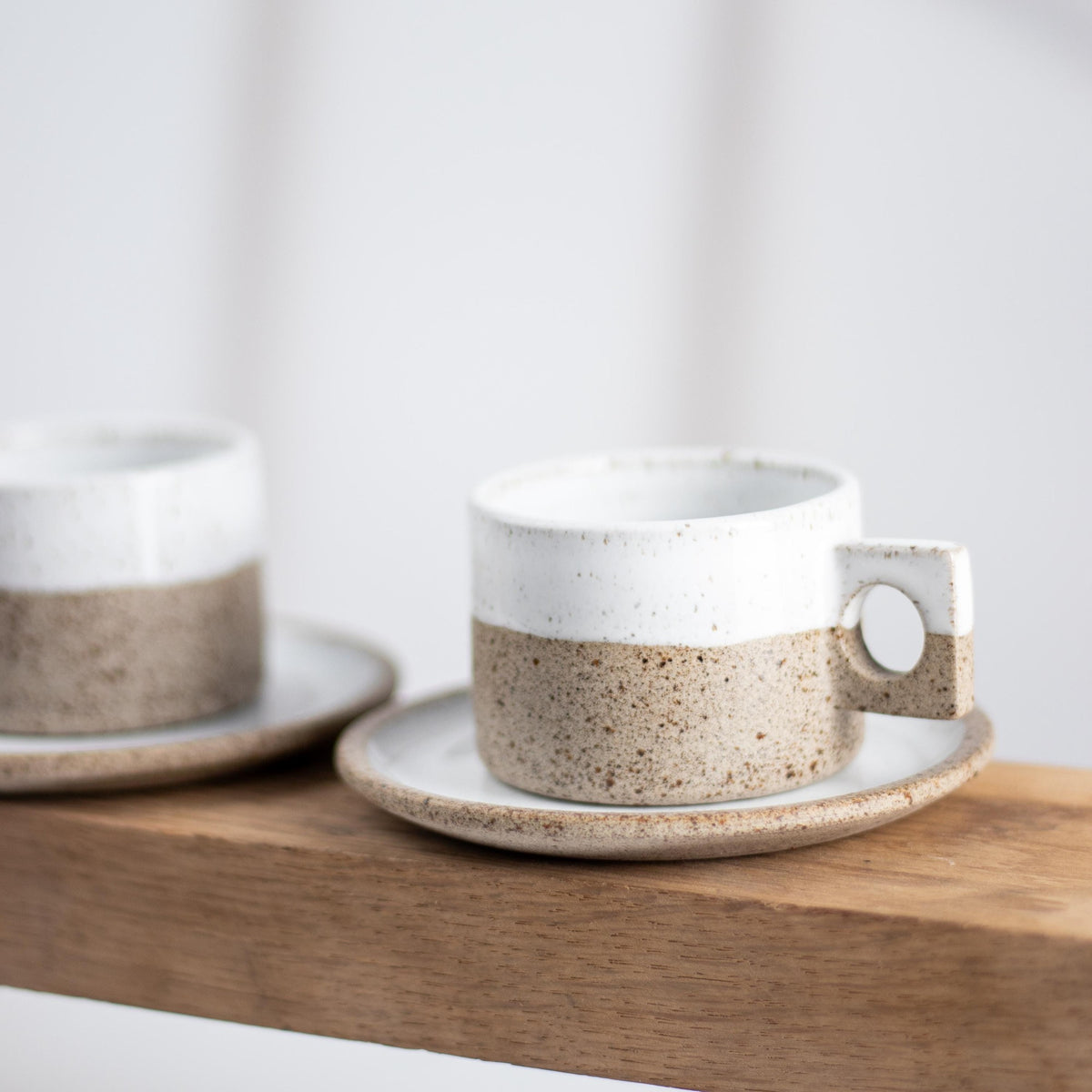 Stone Texture Espresso Cups and Saucers – Set of Two - Lunora