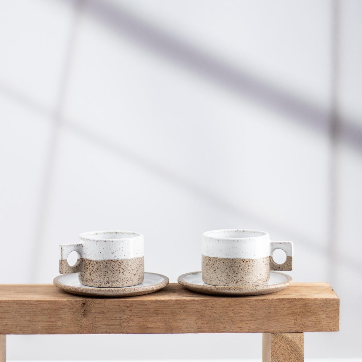 Stone Texture Espresso Cups and Saucers – Set of Two - Lunora